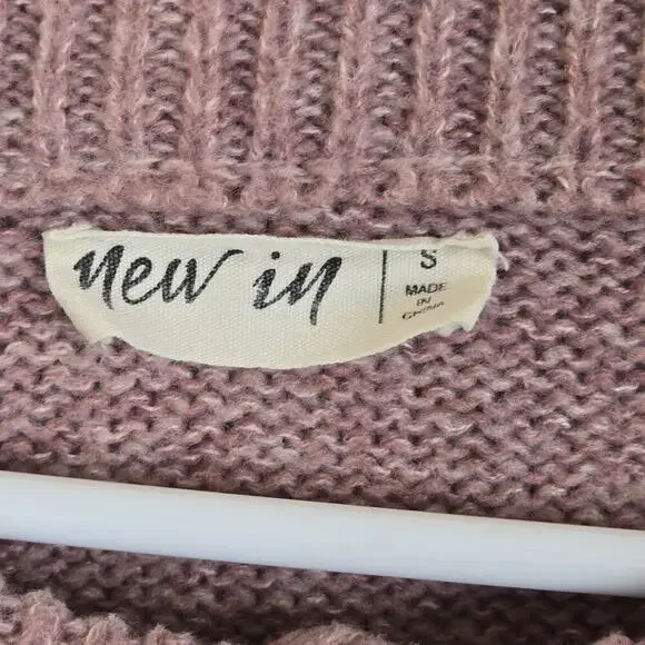 Button Henley Sweater Dusty Pink Poly Cotton Blend V-Neck SMALL Schoolgirl Crop - Picture 3 of 8